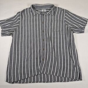 Distortion 3XL Black/White Striped Woven Point Collar Chest Pocket Shirt